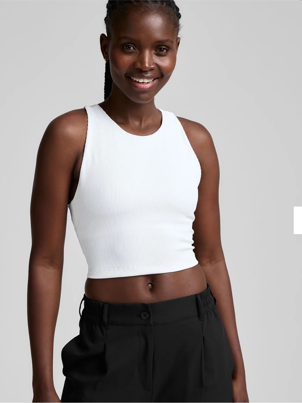Beyond Yoga Refocus Ribbed Cropped Tank Top - White
